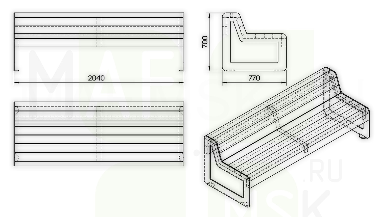 Gamme limitless bench 1 drawing