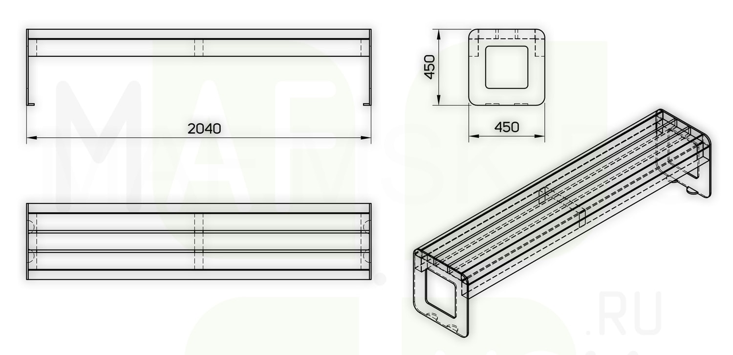 Gamme limitless bench 2 drawing