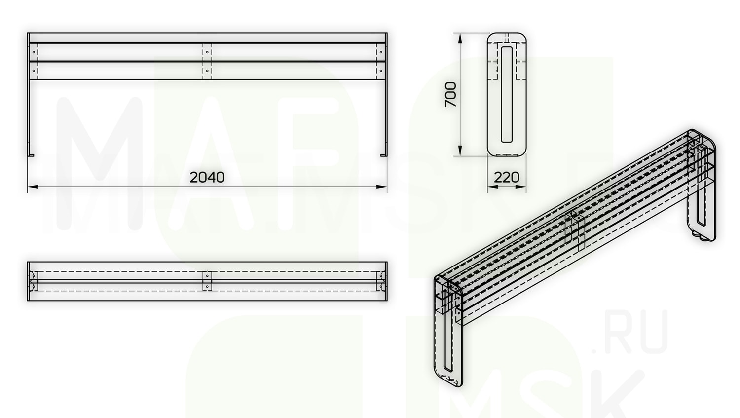 Gamme limitless bench 4 drawing